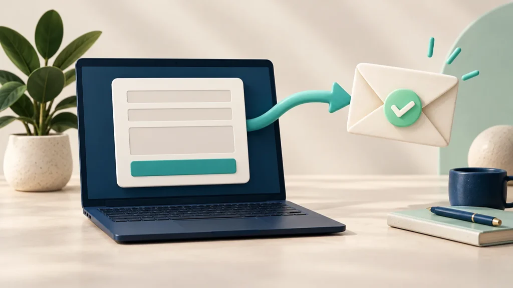Website contact form connected to a successfully delivered email